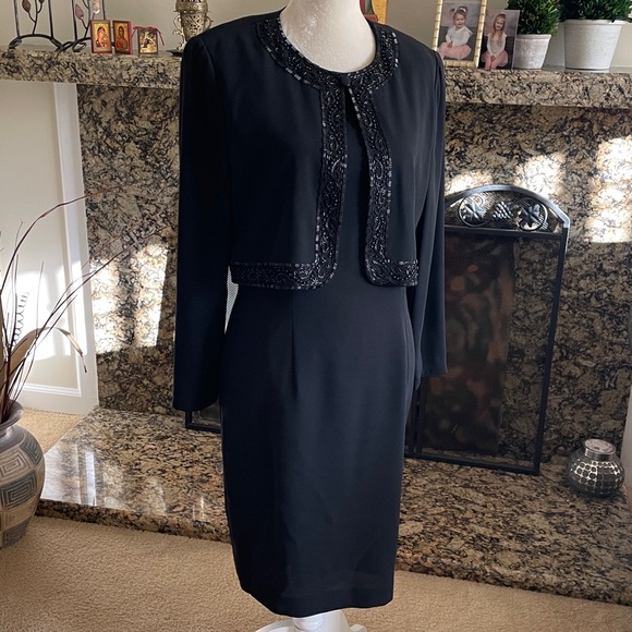 Marianna Black Beaded Front Dress. - Picture 16 of 16